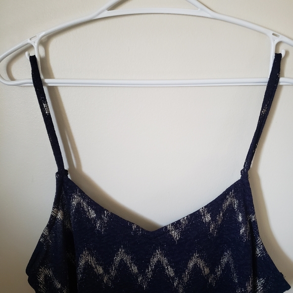Warehouse One Printed Tank Top Navy - Picture 3 of 8